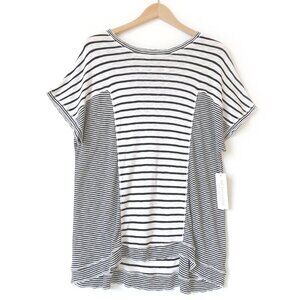 NWT Soft Surroundings Womens Lakkari Black White Stripe Tunic Tee Size Petite XL